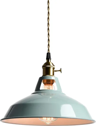 Vista 11 de CLAXY Luces Colgantes Industriales Blancas de Metal Estilo Granero con Interruptor E26, Lámpara de Techo Colgante para Cocina, Loft, Bar, Vestíbulo