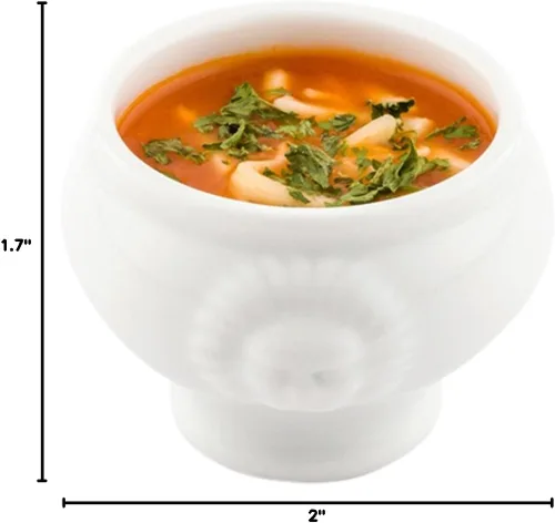 Vista 7 de Restaurantware -Cuencos de porcelana de 2 onzas, 10 cuencos pequeños de porcelana con diseño de cabeza de león - aptos para microondas, aptos