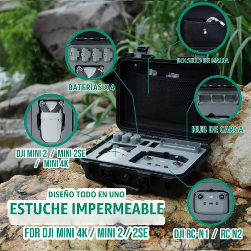 Vista 2 de INNVO Estuche rígido impermeable para DJI Mini 4K/Mini 2 y 2SE Negro