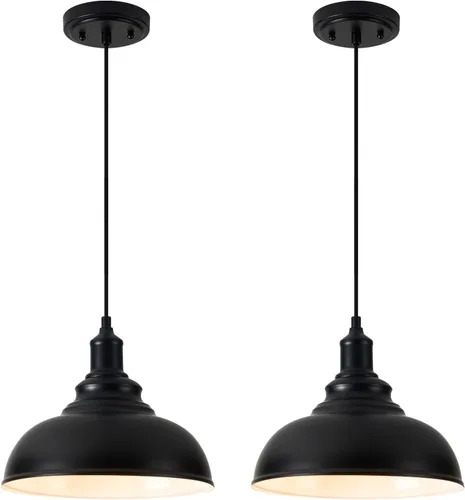 Vista 11 de Paquete de 1 lámpara colgante de granja de bronce para isla de cocina, lámpara colgante industrial de granero, iluminación colgante sobre fregadero