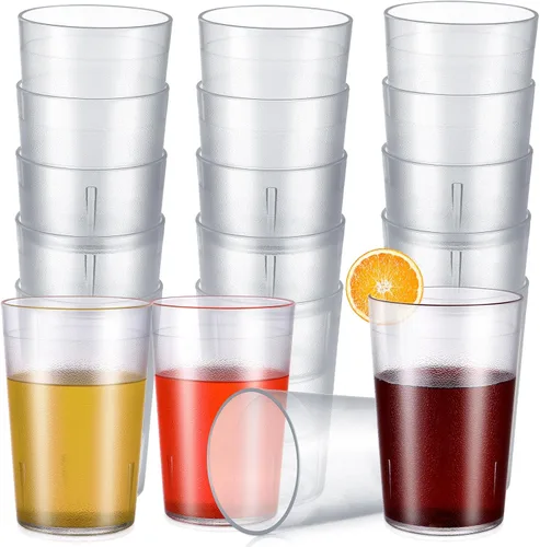 Vista 12 de Meanplan Paquete de 12 vasos de plástico de 8 onzas, vasos reutilizables Transparente