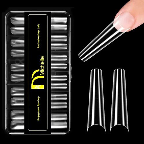 Vista 16 de 504pcs Long Coffin Nail Tips, Pre-shaped Half Cover False Nails with 13 Sizes, Gel Nail Tips for Acrylic Extension, DIY Manicure and Nail Salon Use