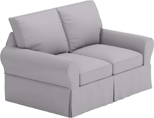 Vista 8 de La funda de sofá de algodón es de 2 asientos de repuesto compatible con Pottery Barn PB Basic Loveseat Sofa (beige)