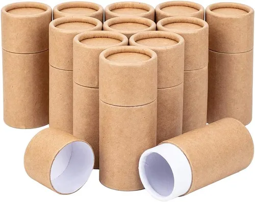 Vista 9 de BENECREAT 12 tubos de cartón Kraft BurlyWood de 0.3 fl oz, recipientes redondos de cartón, tubos de bálsamo labial, tubos de cartón para lápices