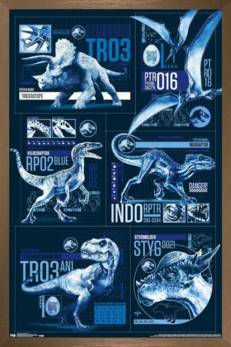 Vista 39 de Trends International Jurassic World: Fallen Kingdom - Póster de pared con cuadrícula, 14.725 x 22.375 pulgadas, versión enmarcada de madera