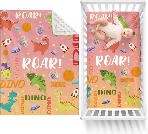 Vista 32 de Manta de bebé de doble capa con nombre personalizado, manta de ropa de cama para niños pequeños con estampado morado personalizado, multiusos