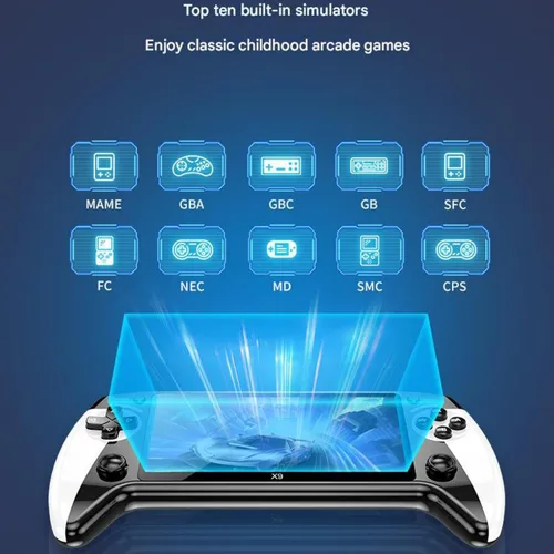 Vista 4 de X9 - Consola de juegos de mano retro, pantalla HD IPS portátil de 5.5 pulgadas, más de 3000 juegos incorporados, más de 10 emuladores externos, 1