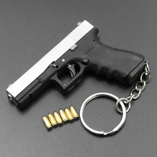 Vista 6 de DoxiGlobal G17 - Llavero táctico con diseño de balas de metal, juguetes de metal, llavero pequeño, regalo para hombres, Plateado y negro