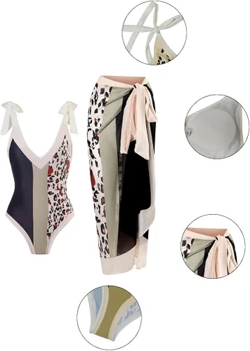 Vista 3 de XXTAXN Traje de baño sin mangas con cuello en V para mujer, traje de baño de 2 piezas