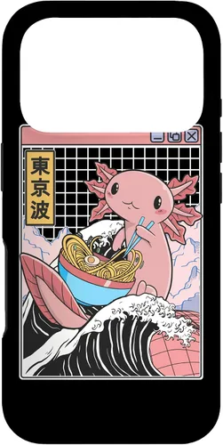 Vista 30 de Axolotl Eating Ramen Kanagawa Wave Kawaii Anime Vaporwave Case for iPhone 17