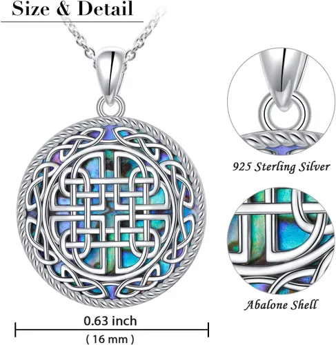 Vista 5 de Alphm Joyería de plata esterlina S925 Dara nudo celta buena suerte medallón irlandés colgante collar joyería para mujeres hombres