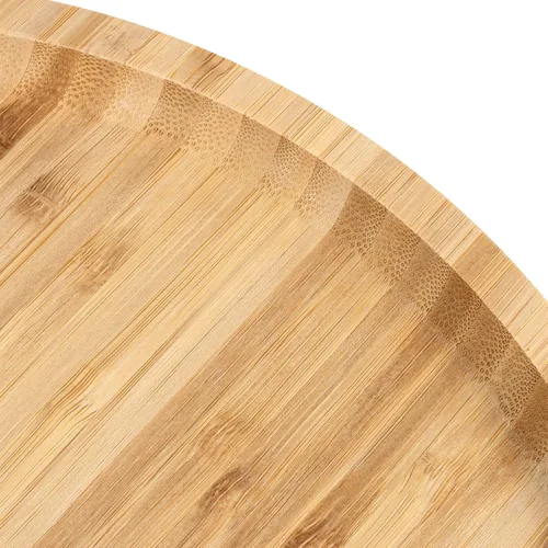 Vista 3 de JOIKIT Paquete de 3 Bandejas Redondas de Bambú de 8 Pulgadas, Platos Redondos de Madera Finamente Pulida, Bandeja de Servir de Bambú para Sostener