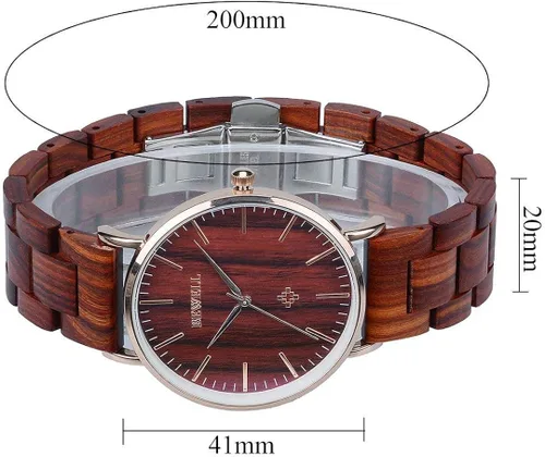 Vista 5 de BEWELL Wooden Watches for Men Women Slim Analog Quartz Minimalist Couple Wrist Watch W163A
