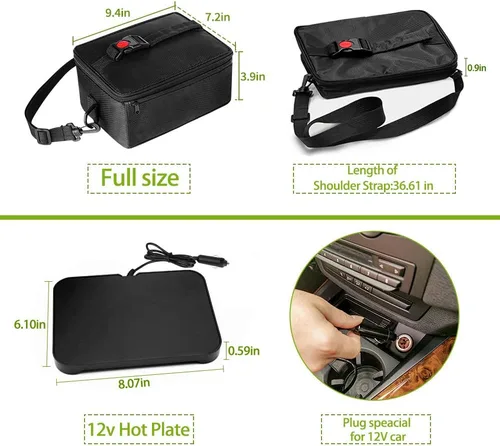 Vista 4 de Horno portátil, calentador de alimentos para automóvil de 12 V, portátil, mini horno personal, lonchera eléctrica con calefacción para comidas