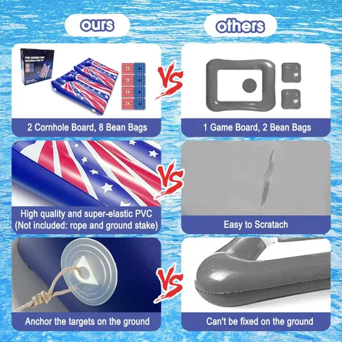 Vista 2 de Fisca Juego de Cornhole inflable para piscina, juguete flotante para lanzar bolsas de frijol, juguetes de fiesta de verano para niños, adolescentes