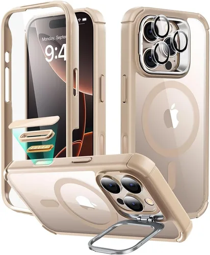 Vista 12 de ESR - Funda completa para iPhone 14 Pro Max, con soporte, MagSafe, a prueba de caídas de grado militar, protector de pantalla incorporado de vidrio