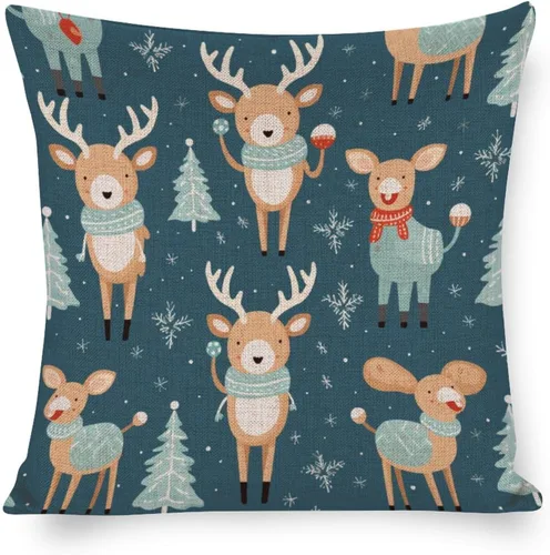 Vista 12 de Funda de almohada moderna para sofá, funda de almohada decorativa de tela de lino para exteriores, fundas de cojín de Navidad de Papá Noel