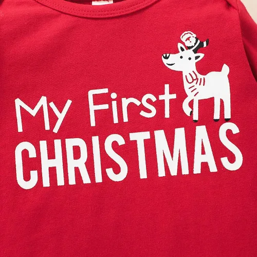 Vista 4 de LYQTloml My Frist - Ropa de Navidad para bebés y niños recién nacidos traje de reno y pantalones
