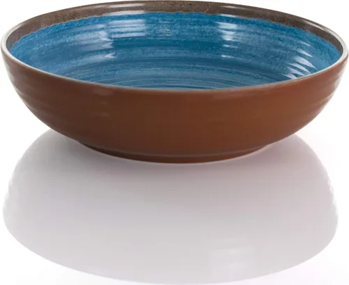 Vista 4 de Elama Vajilla ligera, 12 piezas, azul y marrón