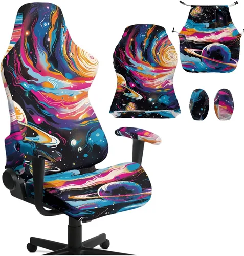 Vista 11 de Peacock Gaming Chair Slipcover with Zipper Computer Chair Covers Strtchable 4pcs Ergonomic Gamer Chairs Protector for Adults,Blue