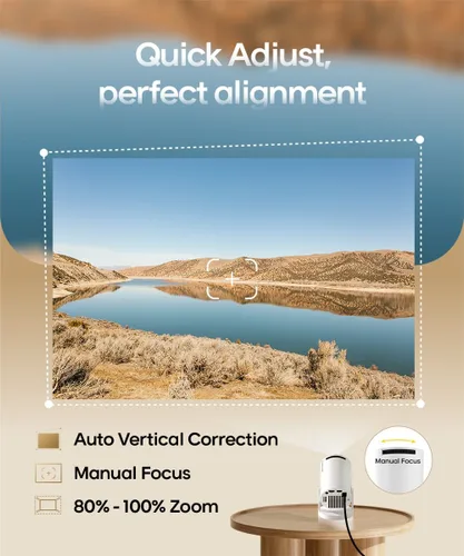 Vista 3 de Mini proyector con Wifi 6 y Bluetooth5.4, proyector portátil 4K, proyector inteligente Android 14 con 200ASIN y Keystone automático, proyector