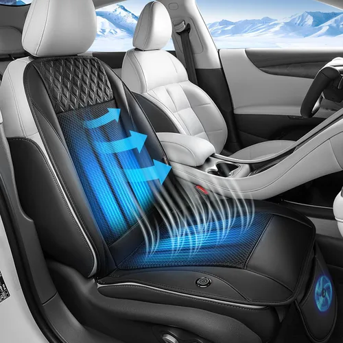 Vista 11 de Coverado Cojín de asiento refrescante para automóvil, funda de asiento transpirable ventilada con 3 ajustes de flujo de aire ajustables, almohadilla