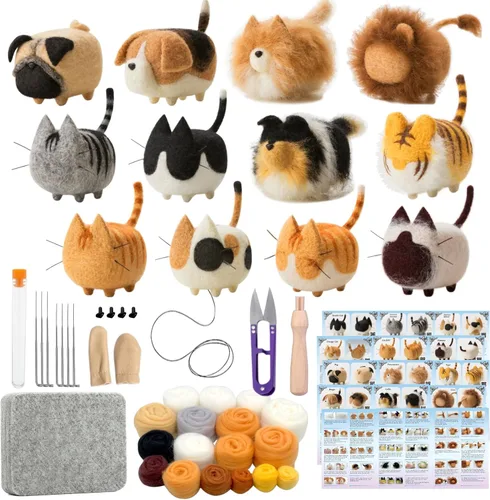 Vista 8 de Truslin Kit de fieltro de aguja, manualidades para mujeres adultas, kit de pasatiempos con suministros de fieltro, agujas de fieltro, lana
