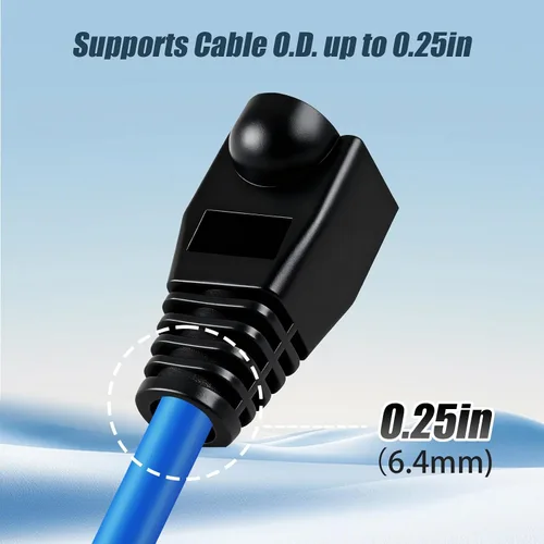 Vista 3 de Conector de cable Ethernet RJ45 de plástico blando Botas de alivio de tensión CAT5 CAT5E CAT6 CAT6E 100PCS (negro)