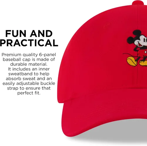 Vista 6 de Disney Gorra de béisbol de Mickey Mouse para hombre, sombrero de papá a presión