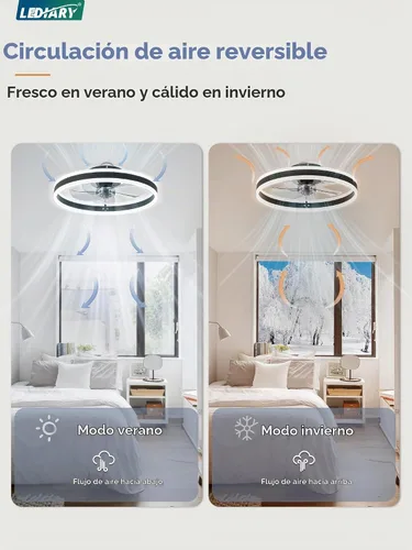 Vista 5 de LEDIARY Ventiladores de techo de perfil bajo con luces, ventilador de techo moderno de montaje al ras y control remoto, ventiladores de techo LED