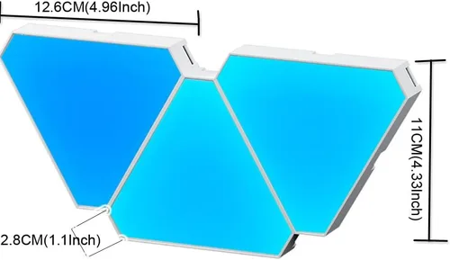 Vista 2 de WiFi Bluetooth 5V USB Triángulo Lámparas de atmósfera cuántica LED luz nocturna para juego dormitorio decoración creativa Lámparas de pared