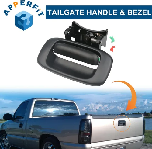 Vista 3 de APPERFiT Mango de puerta trasera y bisel compatible con Chevrolet Chevy Silverado GMC Sierra 1500 2500 3500 de 1999-2006, reemplaza 15997911