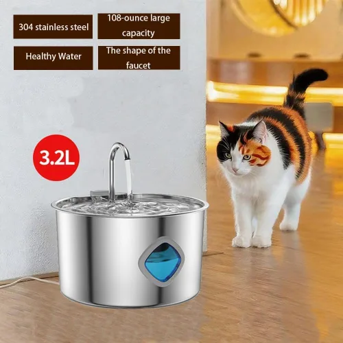 Vista 5 de Pawdrate - Fuente de agua para perros de 3.2L/108 onzas, dispensador automático ultrasilencioso de agua para mascotas con ventana de agua, cuenco