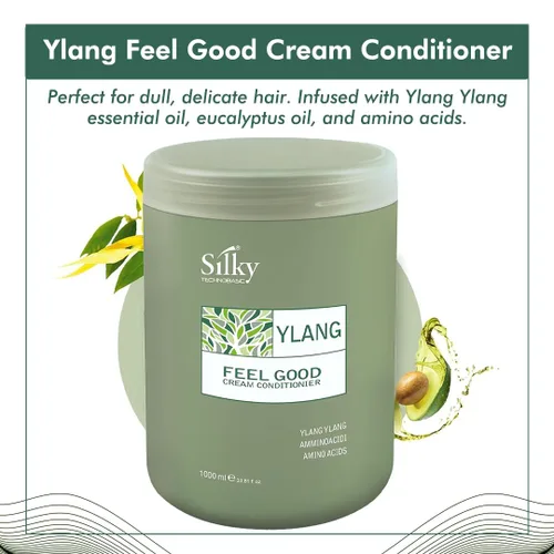 Vista 2 de Ylang Rinse Out - Acondicionador profundo para cabello seco dañado infundido con aceite esencial para humedad y salud, acondicionador sin sulfatos
