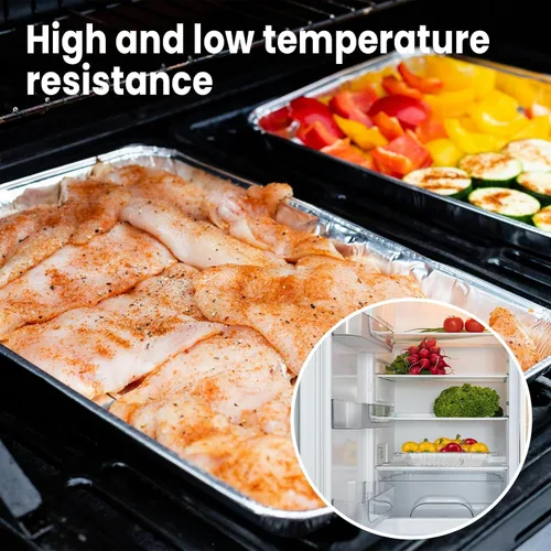 Vista 14 de YLT WAX Bandejas Desechables de Papel de Aluminio de 9 x 13 pulgadas con Tapas Transparentes (Paquete de 10), Recipientes de Alimentos Duraderos
