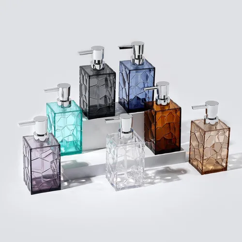 Vista 5 de Dispensador de Jabón de Manos, Botellas de Bomba Líquida de Plástico Acrílico Transparente Recargables Dispensador de Loción para Decoración de Baño