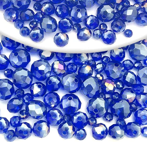 Vista 46 de 246 cuentas de cristal redondas de 0.118 pulgadas (0.118 in) con múltiples facetas sueltas espaciadoras de cristal para hacer joyas, pulseras