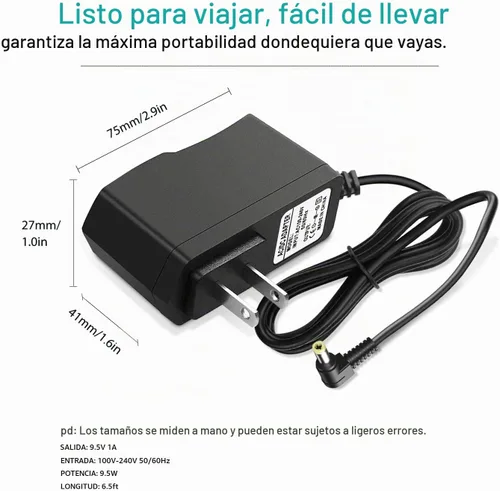 Vista 5 de Adaptador de corriente de teclado Casio de 9.5 V CC - Compatible con teclados Casio: ADE95100LU, LK-135, WK-225, CTK-2500, CTK-2400, CTK-2550