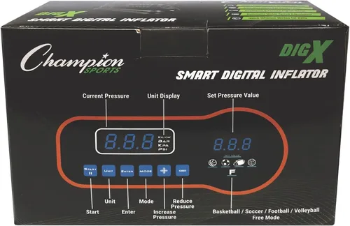 Vista 4 de Champion Sports Bomba de aire digital, inflador electrónico para pelotas deportivas, portátil, bomba inteligente para baloncesto, pelota de fútbol