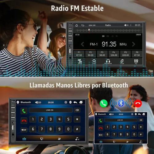 Vista 3 de Naifay Estéreo de auto doble DIN con Apple Carplay Android Auto, pantalla táctil de 7 pulgadas con Bluetooth, receptores de audio para automóvil
