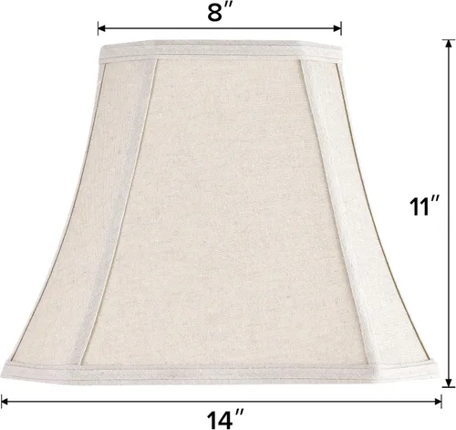 Vista 3 de GO&SO Pantalla de lámpara de esquina de corte cuadrado, 8x14x11 pulgadas, pantalla mediana para lámpara de mesa beige, tela natural hecha a mano