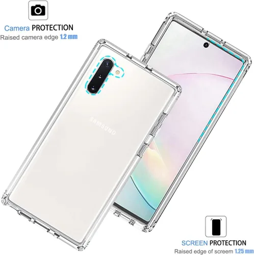Vista 2 de Funda para Galaxy Note 10, SM-N970U con protector de pantalla de vidrio templado, carcasa protectora de cuerpo completo transparente
