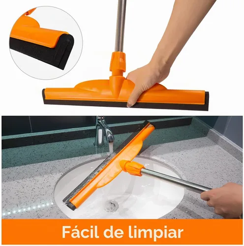 Vista 7 de Escobilla de suelo resistente, mango ajustable de 62 pulgadas, hoja de espuma EVA, ideal para hormigón, garaje, patio y más
