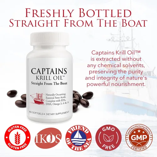 Vista 4 de Captains Pure Aceite de Krill Antártico TinyGels 1 botella, 60 cápsulas