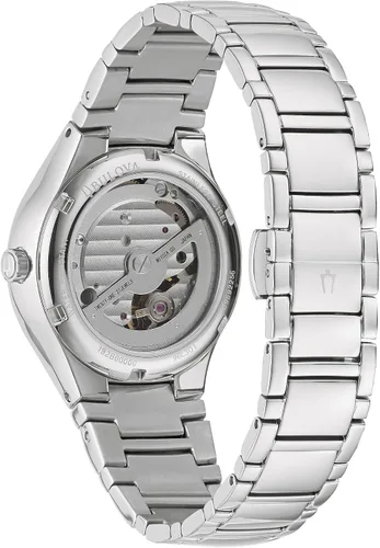 Vista 3 de Bulova Reloj clásico de acero inoxidable automático de 3 manecillas para mujer, esfera de nácar
