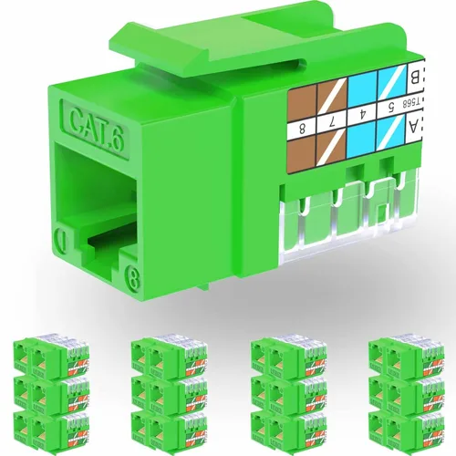 Vista 7 de Rapink RJ45 Conector Keystone Cat6 Soporte 10G, Conectores Keystone UTP 10 Pack para Placa de Pared y Panel de Conexiones, RJ45 Keystone 90 Grados