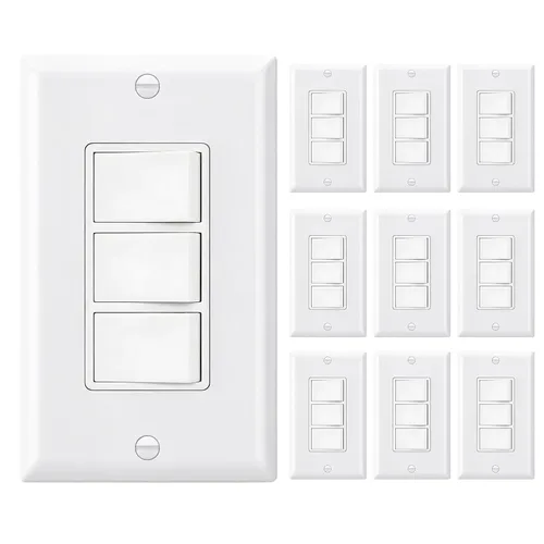Vista 9 de Baomain Interruptor basculante dúplex de 15 Amp, 120 voltios, Interruptor combinado de CA monofólico