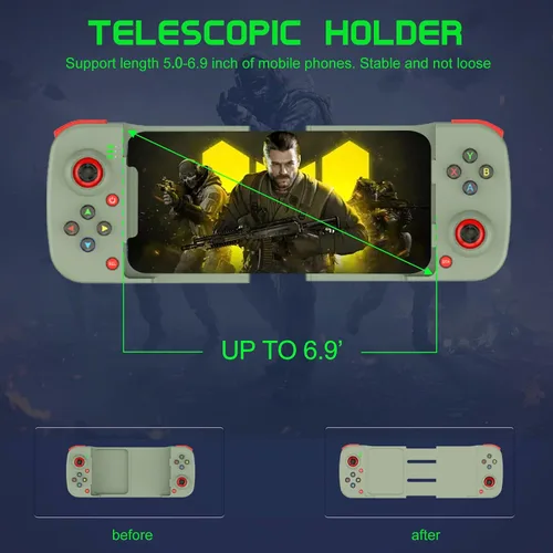 Vista 3 de Megadream Controlador de videojuegos móvil para iPhone iOS Android PC funciona con iPhone 14131211X, iPad, Samsung Galaxy, TCL, tablet, Call of