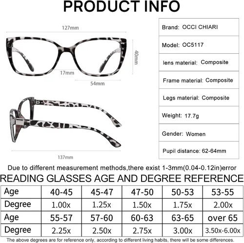 Vista 113 de OCCI CHIARI Gafas de lectura de moda para mujer y hombre
