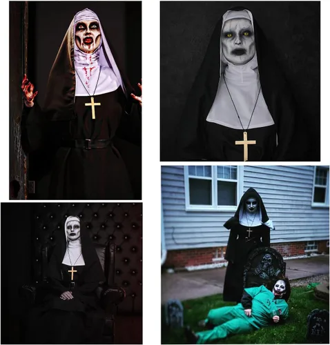 Vista 6 de The Nun - Disfraz de monja para mujer, disfraz de Halloween aterrador